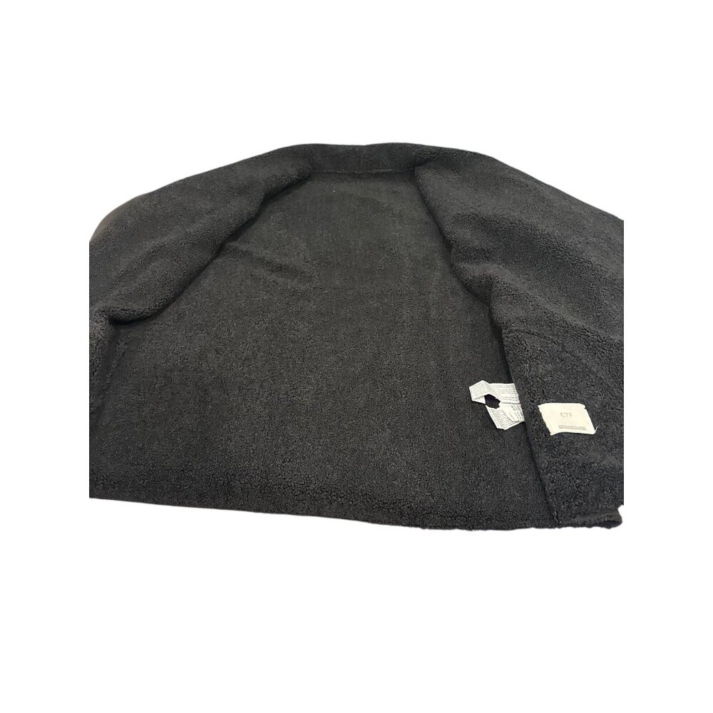 Cortefiel Black Faux Shearling Coat Women’s XL Open Front Cozy Minimalist Jacket - Picture 9 of 11